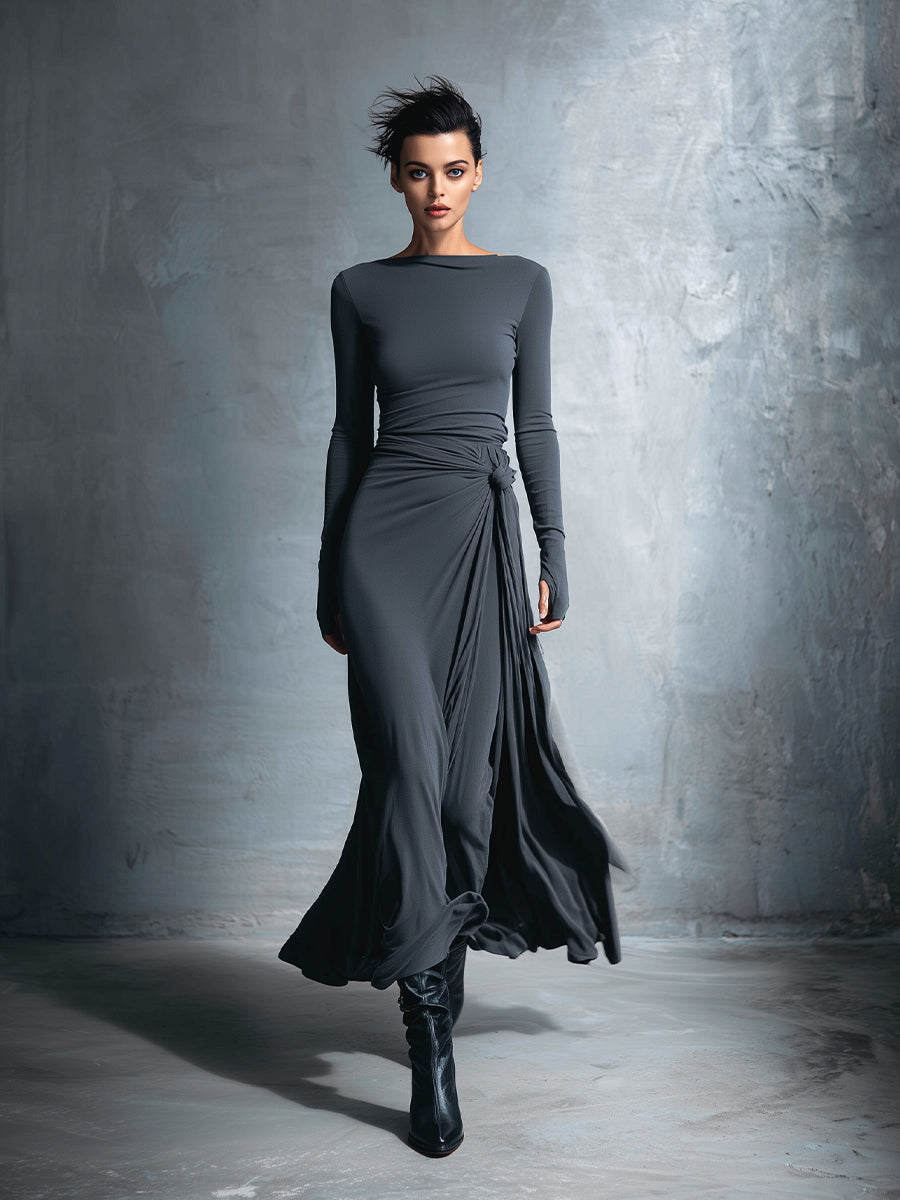 Naomi | Vestido largo con nudo lateral