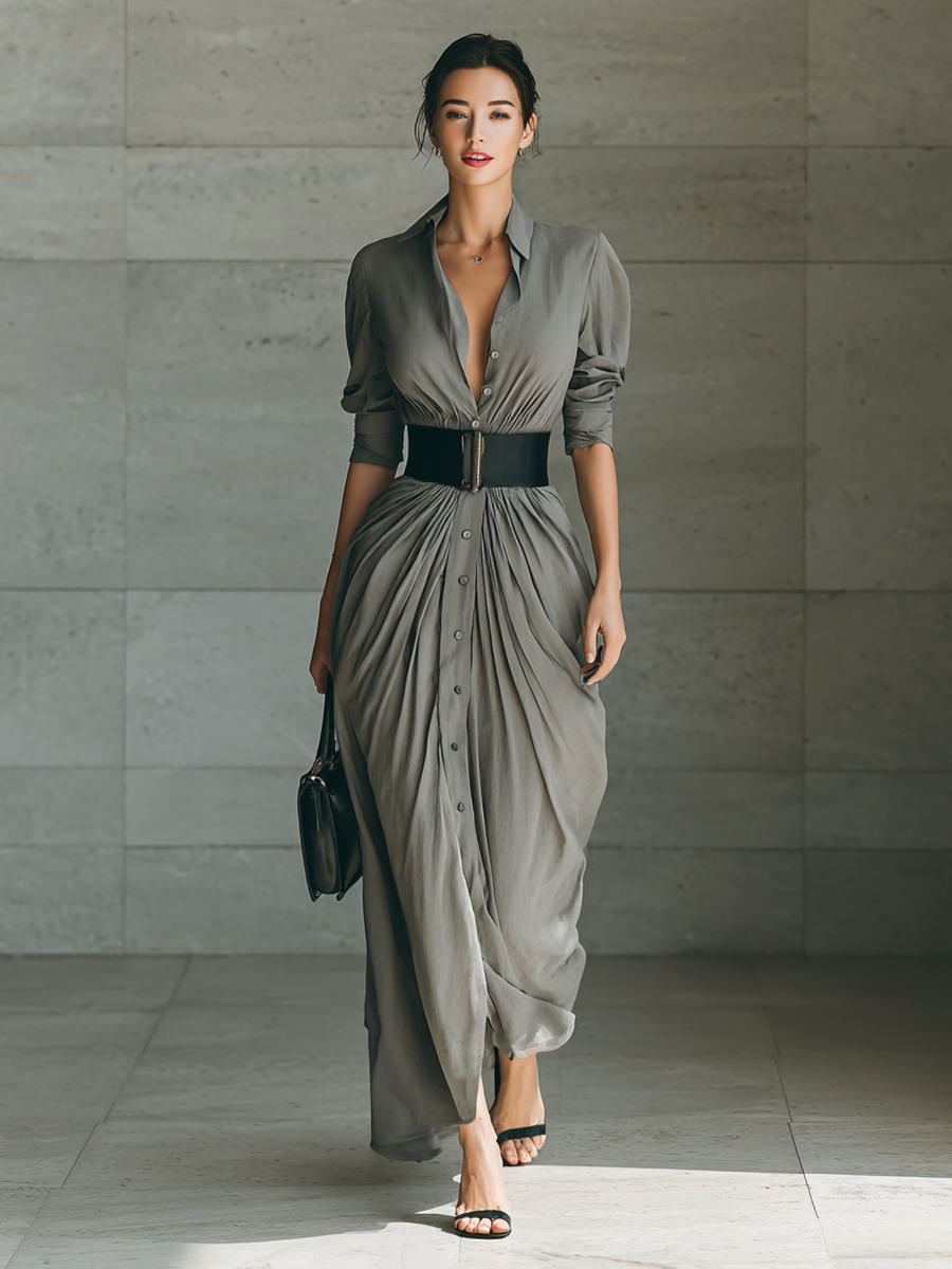 Jimena | Vestido largo plisado