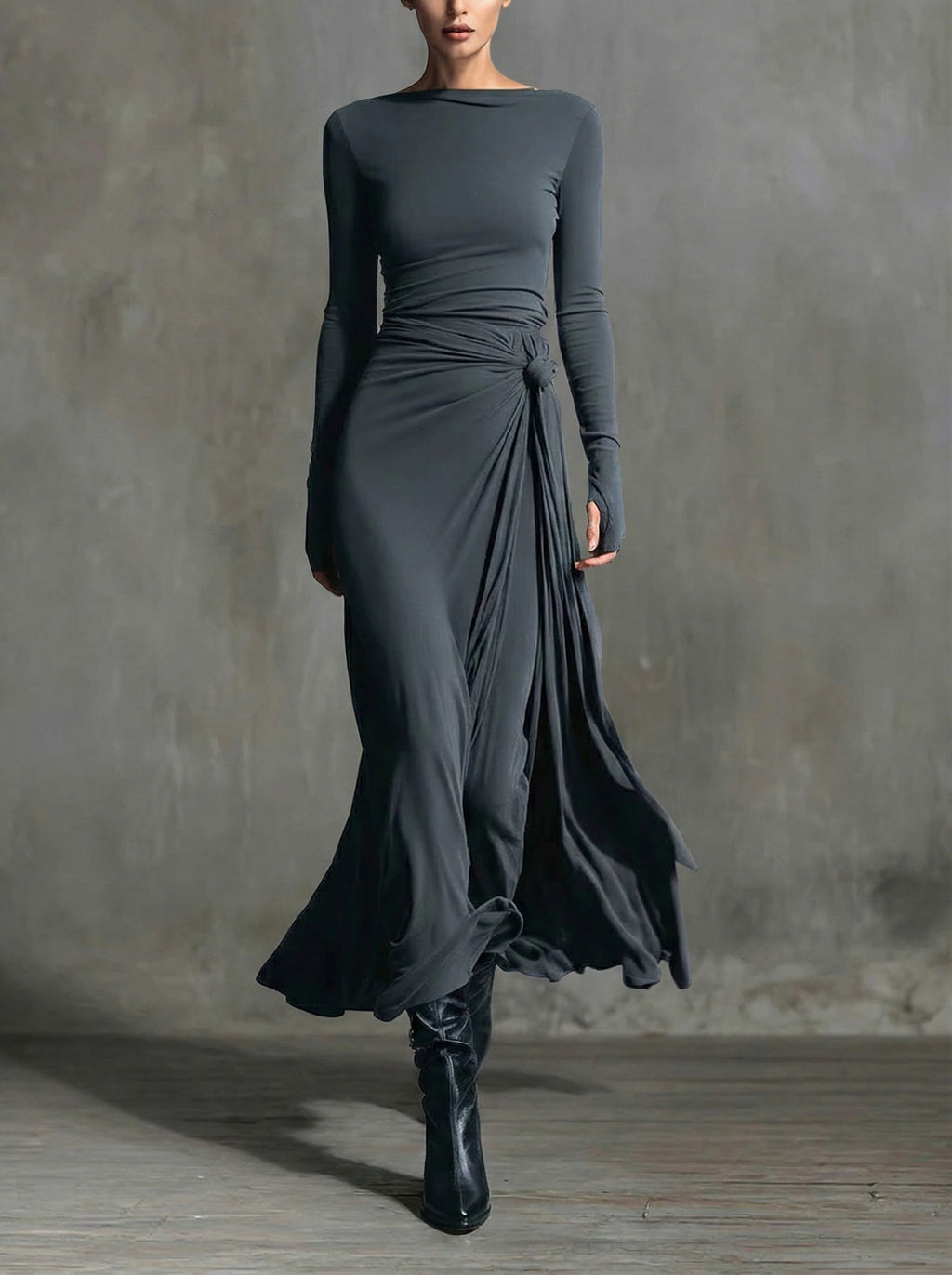 Naomi | Vestido largo con nudo lateral