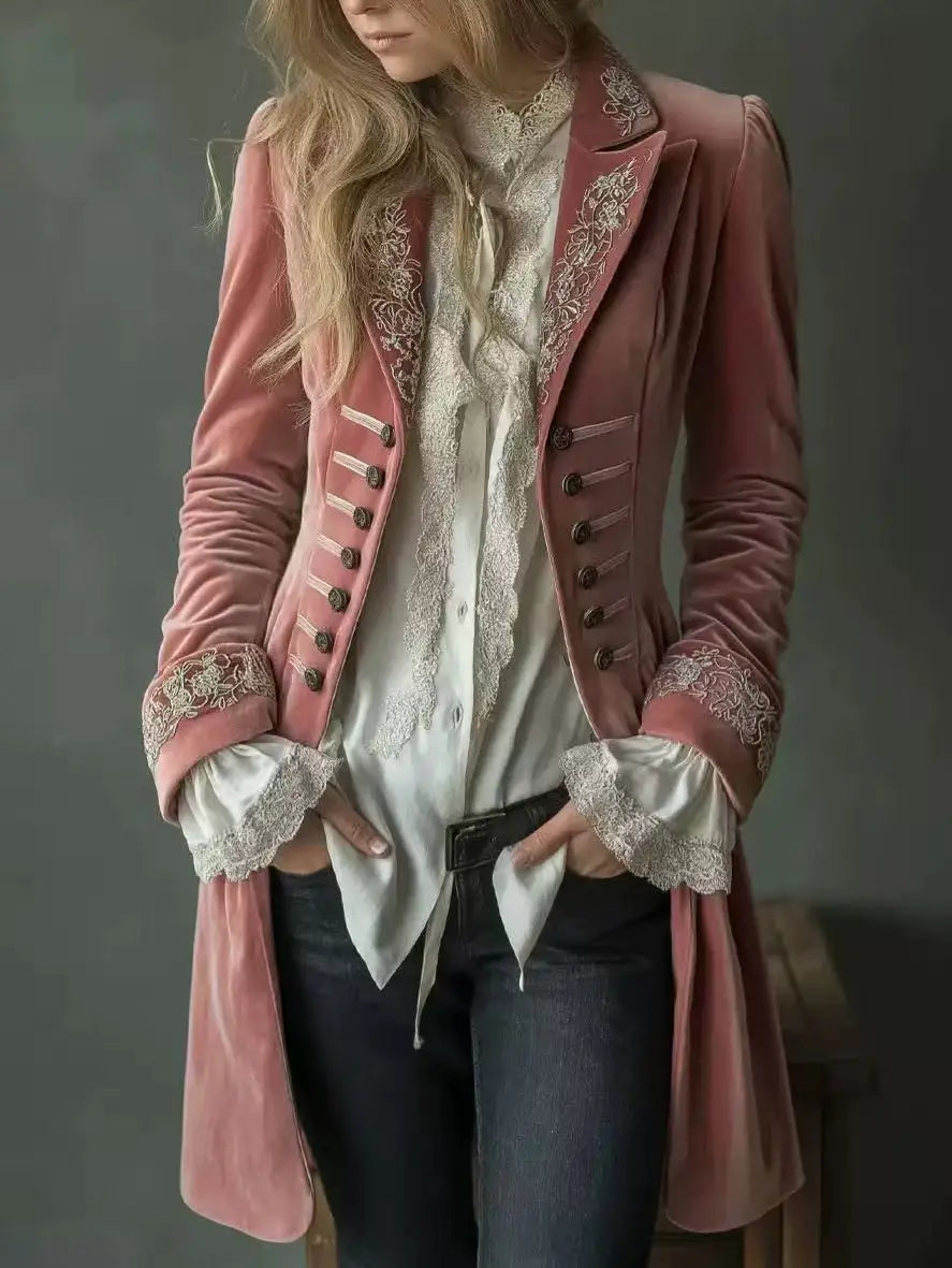Philomena | Chaqueta larga de terciopelo bordado