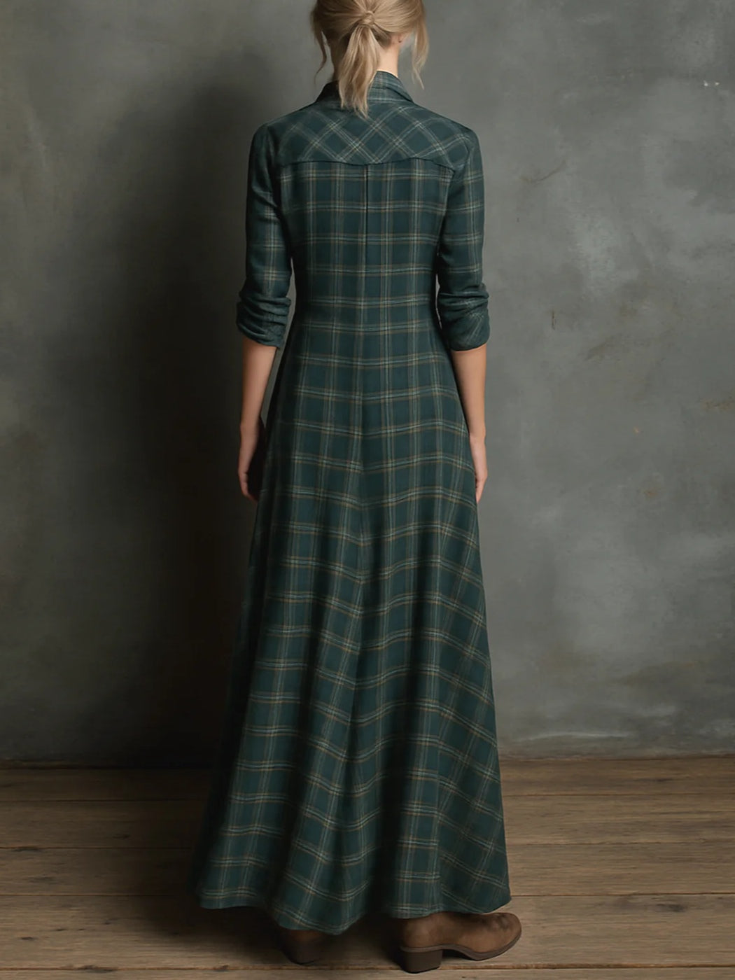 Valentina | Vestido largo camisero de cuadros