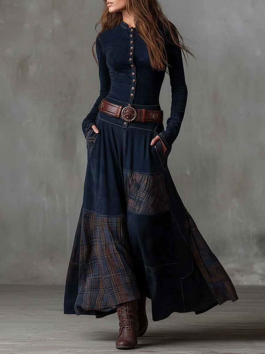 Élise | Vestido largo de antelina con cinturón