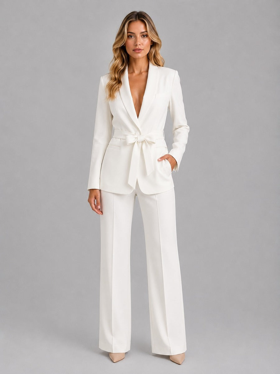 Genziana | Conjunto de dos piezas con blazer de cuello esmoquin y cinturón