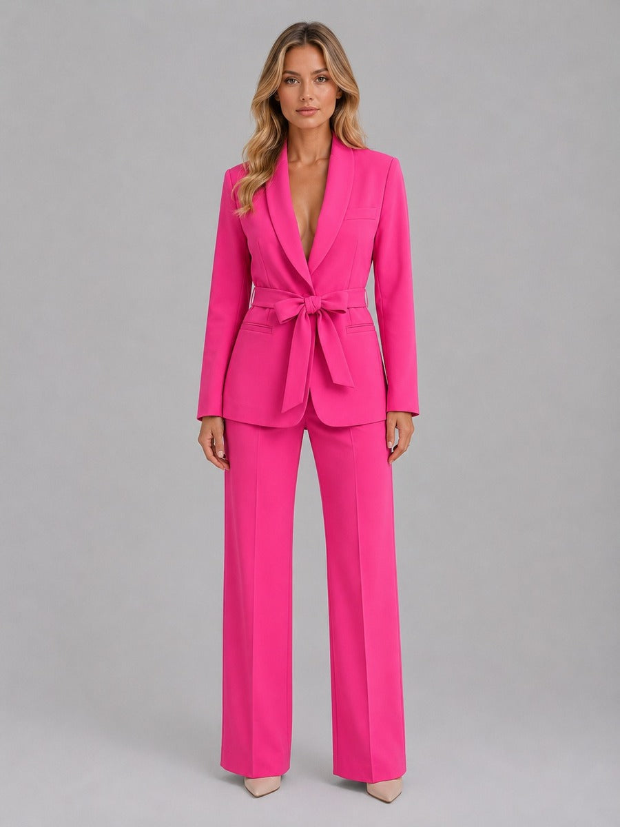 Genziana | Conjunto de dos piezas con blazer de cuello esmoquin y cinturón