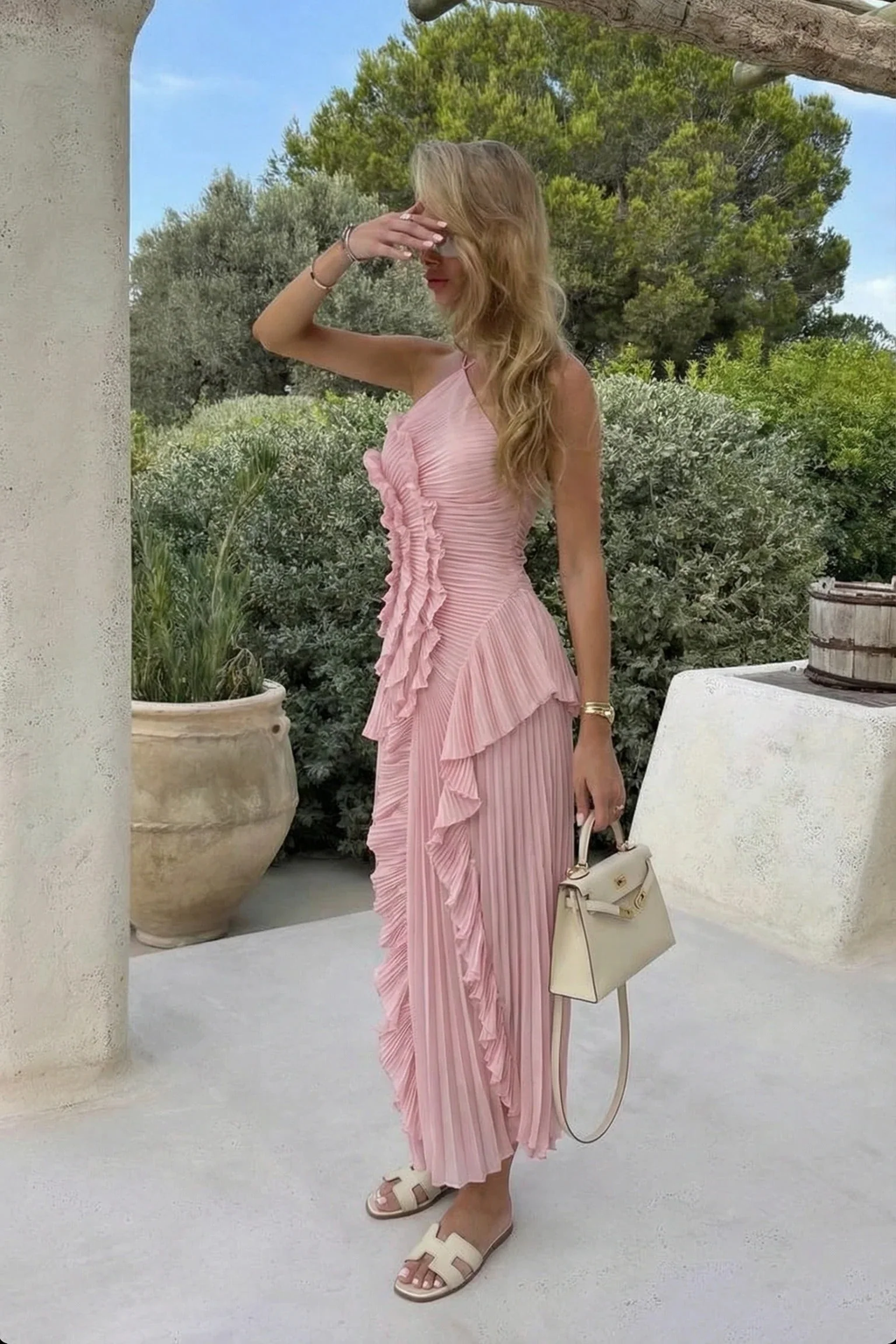 Eliza Vestido Volantes Plisados