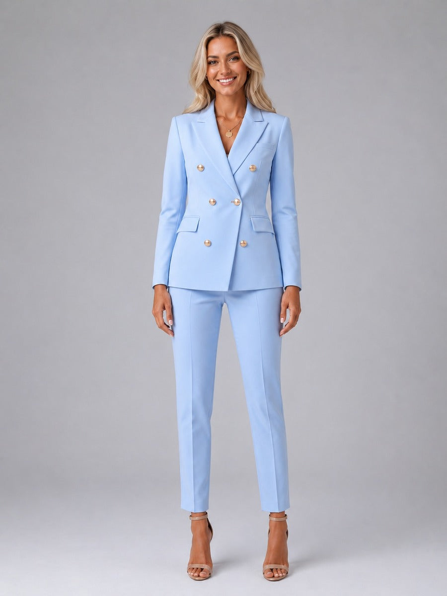 Verdiana | Traje cruzado con solapas de pico y pantalón al tobillo