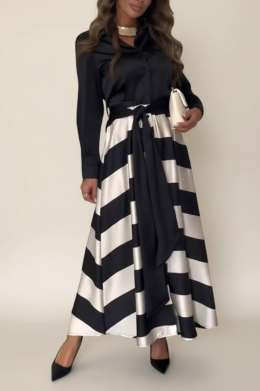 NESSIA | VESTIDO CAMISERO A RAYAS CON CINTURÓN